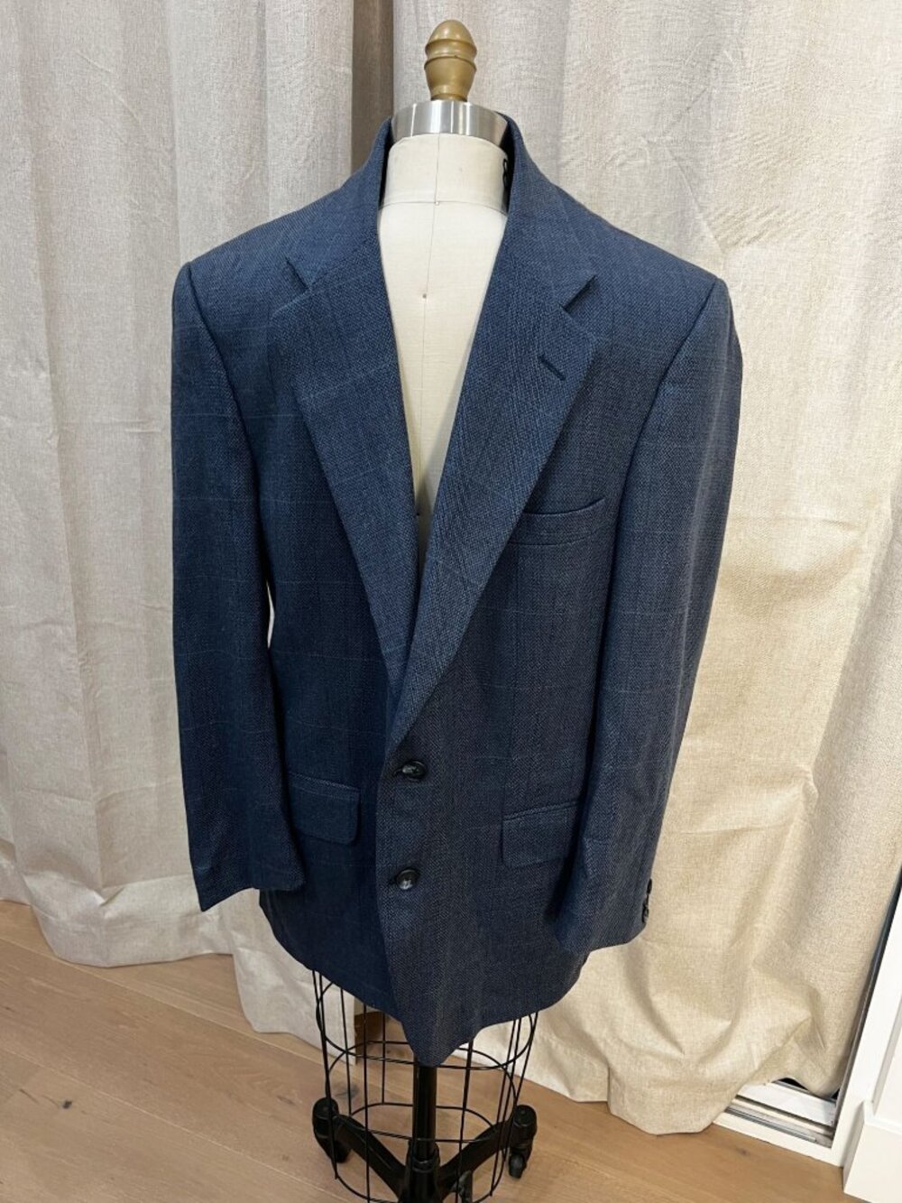 Burberrys VTG Mens 100% Wool Windowpane Plaid Blazer Sport Coat 50R Union Made